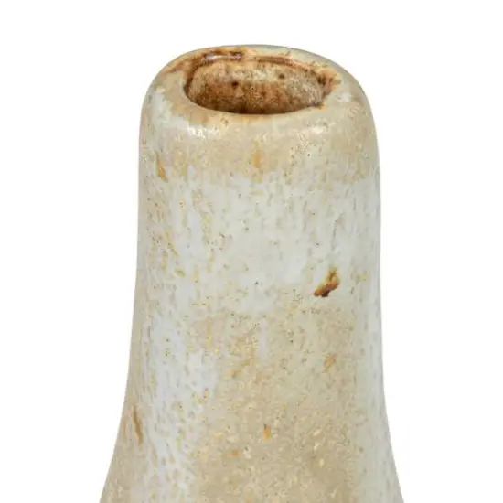 Hello Honey&reg; 8" White Stoneware Vase with Raised Dots & Reactive Glaze {6}