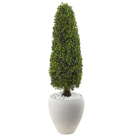 3.5ft. Boxwood Topiary in Textured White Planter {1}