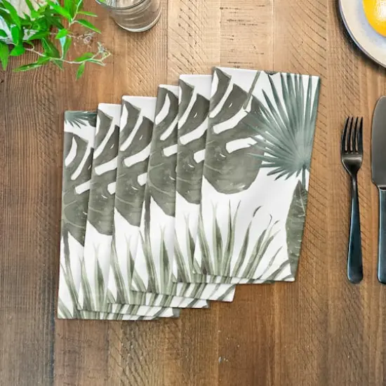 Tropical Palm Cotton Twill Napkin White {4}