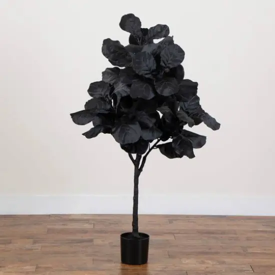 4ft. Artificial Halloween Black Fiddle Leaf Tree {7}
