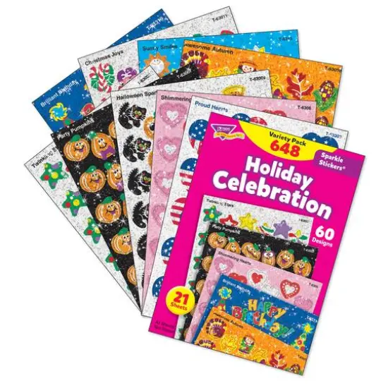 Trend Enterprises&reg; Sparkle Stickers&reg; Holiday Celebration Variety Pack, 2 Packs of 648ct. {3}