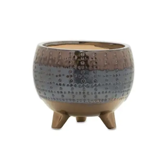 5.25" Dotted Ceramic Planter with Pewter Accent {1}
