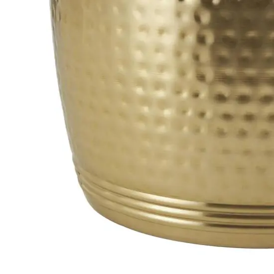 19" Gold Metal Hammered Drum Side End Accent Table {5}