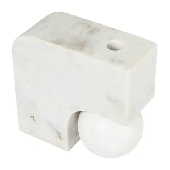 Hello Honey® 7" White Modern Marble Pillar & Taper Candle Holder Vase with Ball {8}