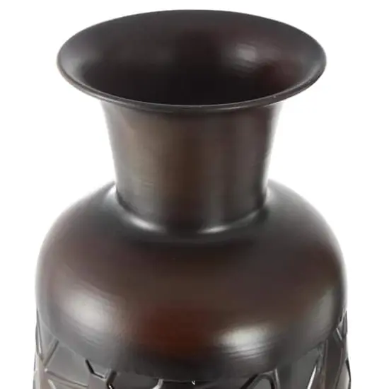 Dark Brown Hammered Texture Metal Vase Set {5}