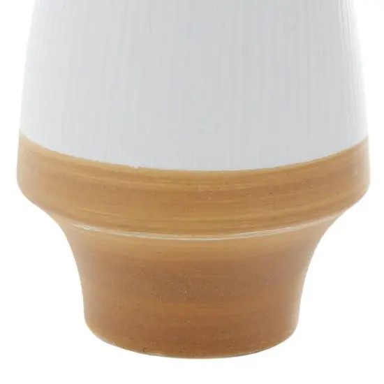 Tan Ceramic Coastal Style Vase, 13" x 9" x 9" {6}