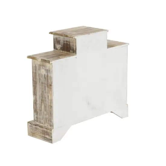 16" White & Blue Wood Vintage Jewelry Box {8}