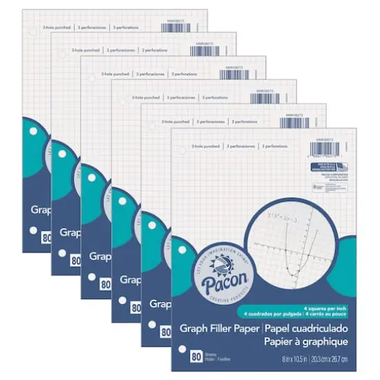 Pacon&reg; 8" x 10.5" Graphing Paper, 6 Packs of 80 Sheets {1}