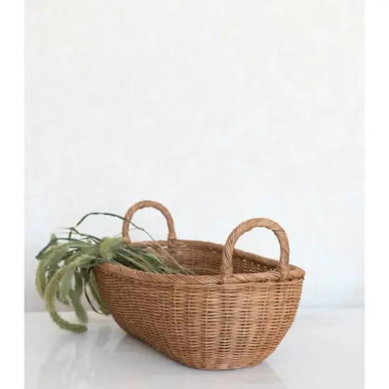 Hello Honey&reg; Small Natural Handwoven Wicker Basket with Handles {9}
