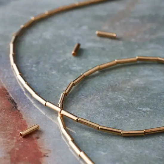 Gold Metal Bugle Beads, 6mm by Bead Landing&trade; {3}