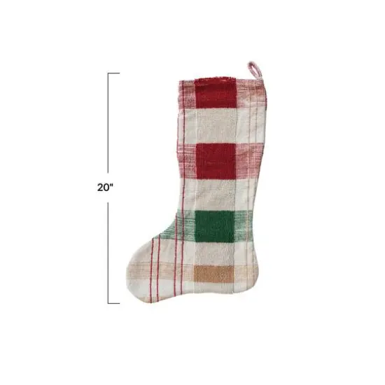 Hello Honey&reg; 20" Multicolor Plaid Textured Woven Cotton Stocking {4}