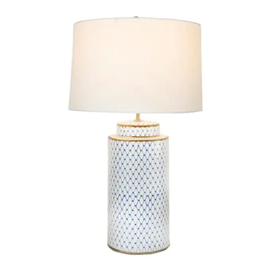 Hello Honey&reg; 28" Indigo & White Ceramic Table Lamp {6}