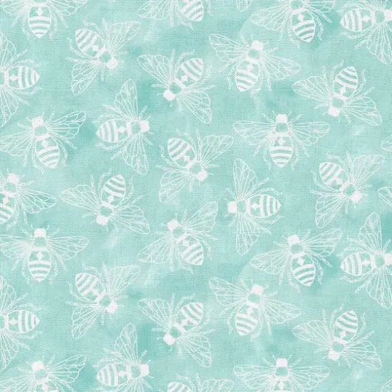 Fabric Editions Turquoise Buzzing Bees Cotton Fabric {4}