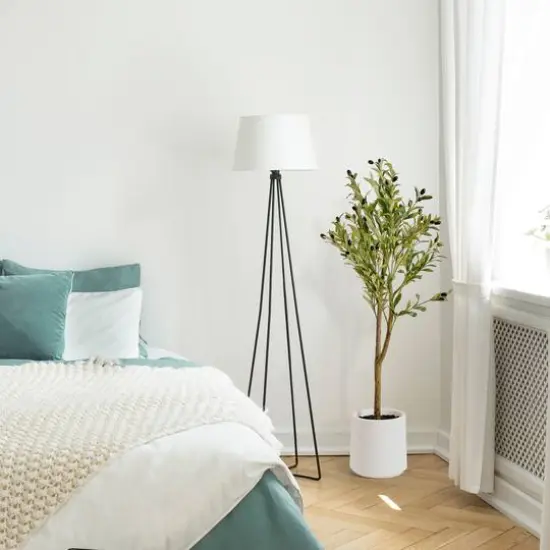 American Art Decor 4ft. Realistic Artificial Olive Tree in White Pot {8}