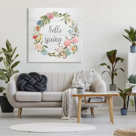 Stupell Industries Hello Spring Floral Egg Wreath Canvas Wall Art {3}