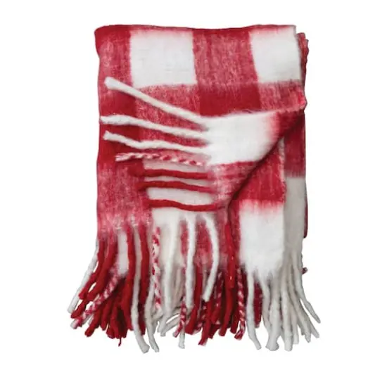 Hello Honey&reg; Red & White Plaid Woven Acrylic Throw with Fringe {1}