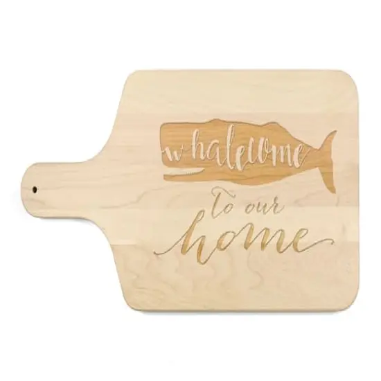 17" Whalecome To Our Home Maple Wood Paddle Cutting Board {1}