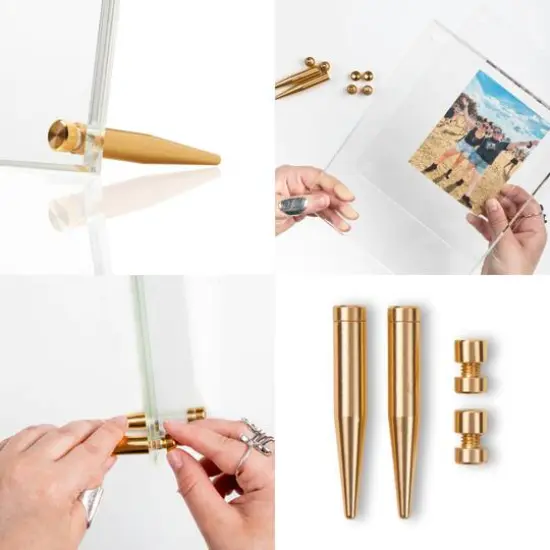 Wexel Art Clear Acrylic Tabletop Floating Picture Frame with Gold Hardware {4}