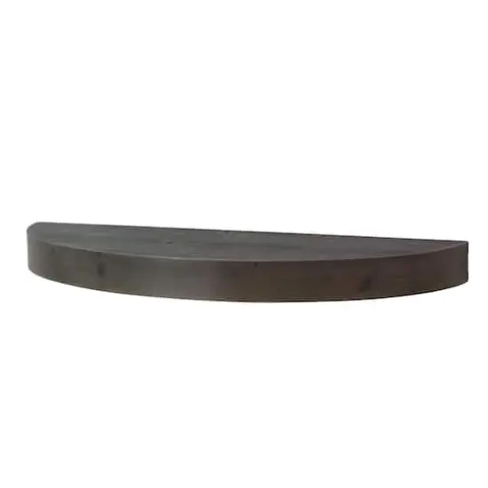 Large Black Round Wood Floating Wall Shelf {1}
