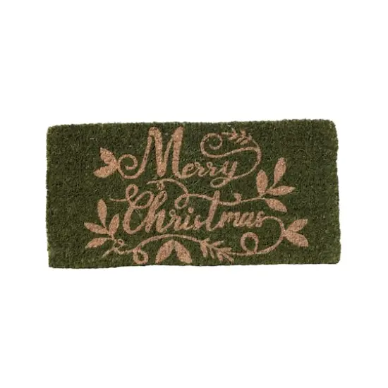 Hello Honey&reg; Green Merry Christmas Natural Coir Doormat {1}