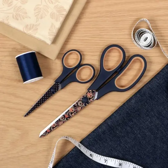 SINGER&reg; Paisley Polka Dot Printed 8.5" Fabric Scissors & 5.5" Detail Craft Scissors Set {17}