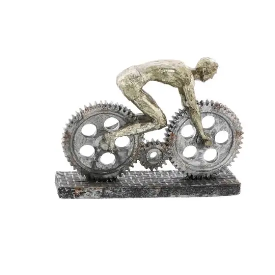 10" Silver Polystone Industrial BicycleSculpture {8}