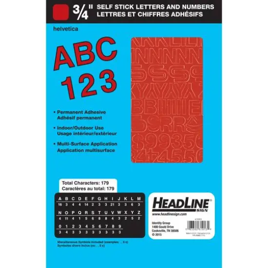 Headline Sign&reg; Red Helvetica Letters & Numbers Vinyl Stickers, 3/4'' {1}