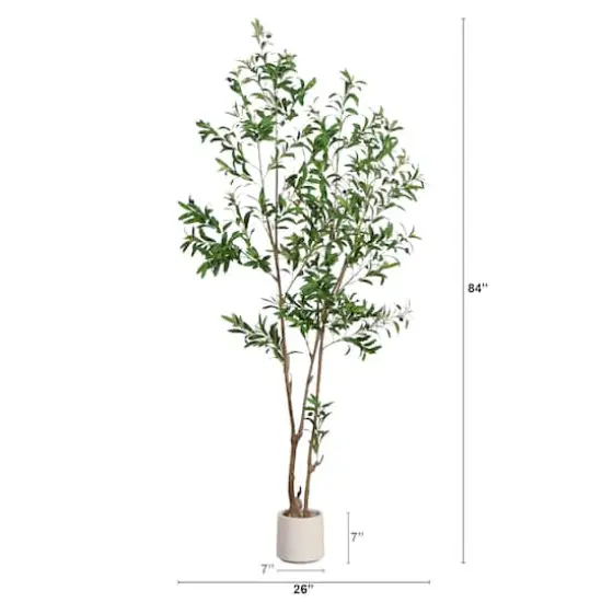 Artificial Minimalist Olive Tree in White Decorative Planter {5}