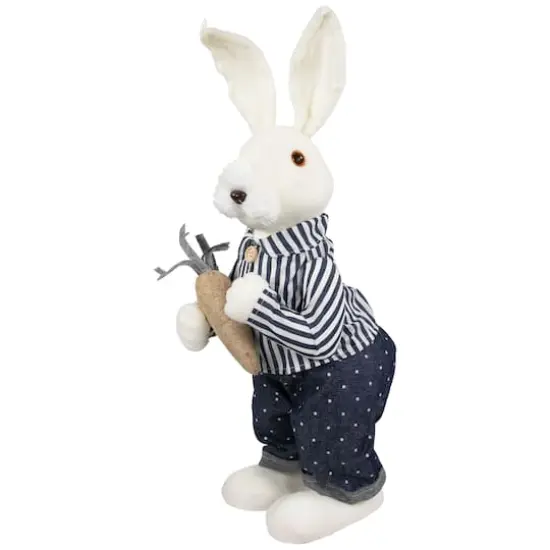 19" Navy Blue Standing Boy Bunny with Carrot Easter Figure {5}