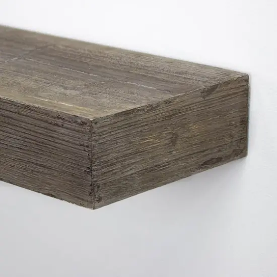 Small Gray Rustic Wood Floating Wall Shelf {4}