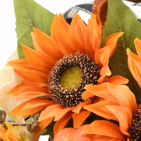 20" Harvest Sunflower Cornucopia Centerpiece {5}