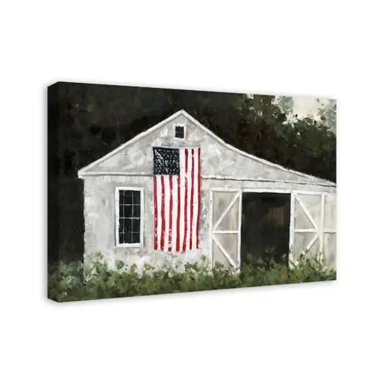 White Rustic Patriotic Barn II Canvas Wall Art {3}
