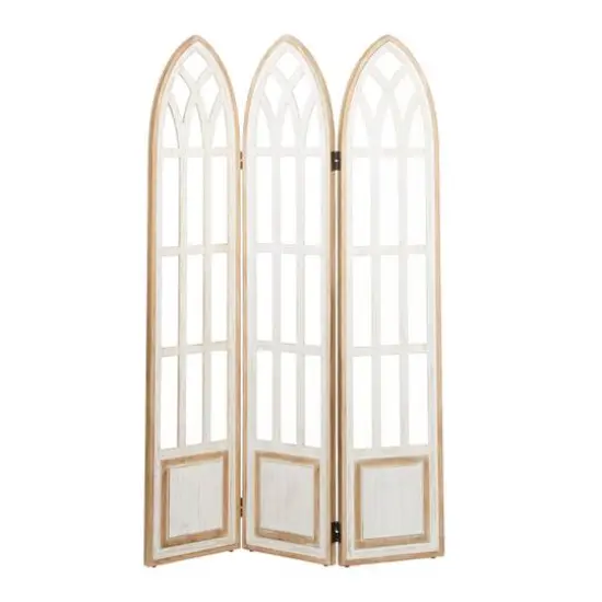 White Wood Farmhouse Room Divider Screen, 72" x 48" x 2" {1}