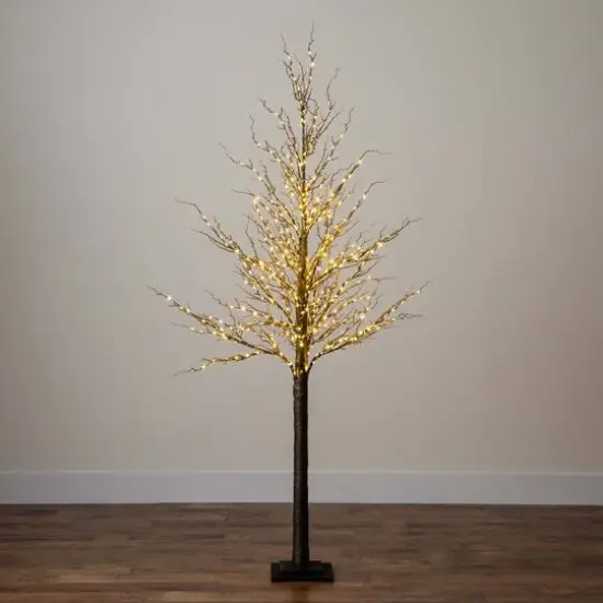 6ft. Pre-Lit Artificial Christmas Twig Tree, Warm White LED Lights {13}