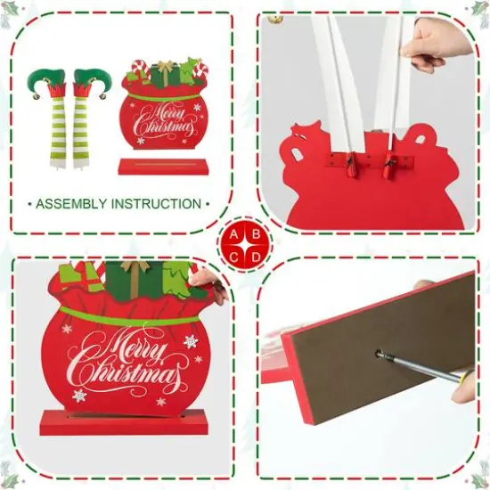 Glitzhome&reg; 2ft. Wood & Metal Elf Legs in Gift Box Porch D&eacute;cor {8}