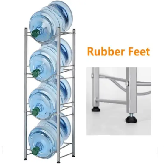 NEX&trade; 4-Tier 5-Gallon Water Bottle Storage Rack Silver {6}
