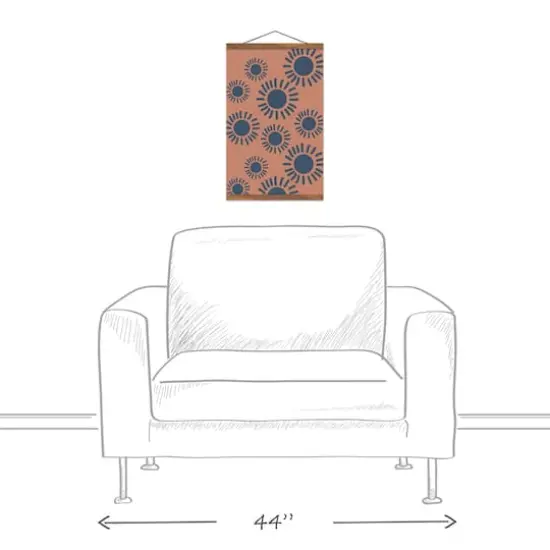 Circle Burst Clay 12" x 18" Teak Hanging Canvas {4}