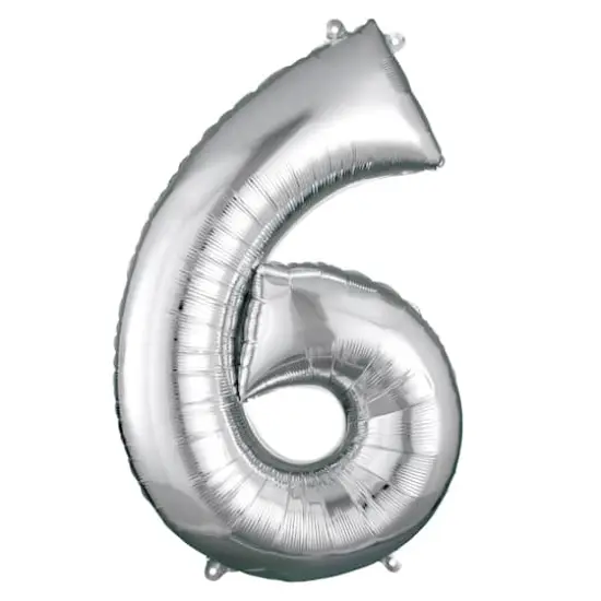 34" Silver Number Foil Balloon 6 {1}