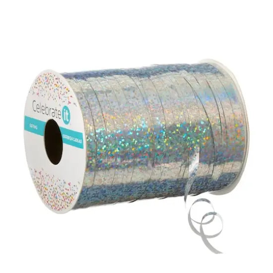 3/16" Holographic Silver Curling Ribbon by Celebrate It&trade; {1}