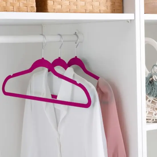 Simplify Super Slim Velvet Huggable Hangers, 10ct. Fuschia {4}