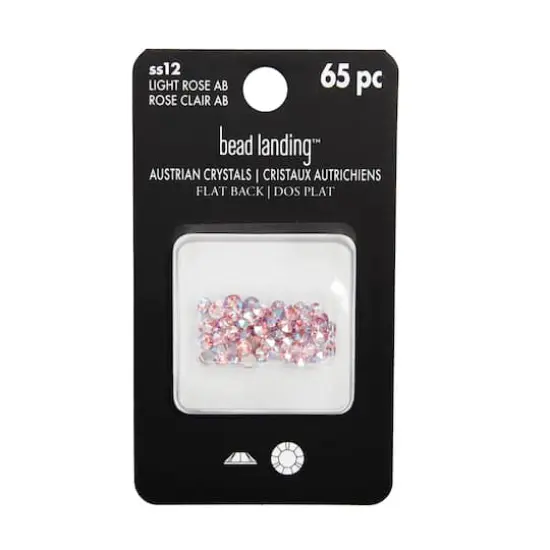 SS12 Round Flatback Austrian Crystals by Bead Landing&trade;, 65ct. Light Rose AB {5}