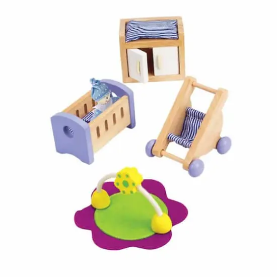 Hape Wooden Dollhouse Baby's Room Furniture Set {1}