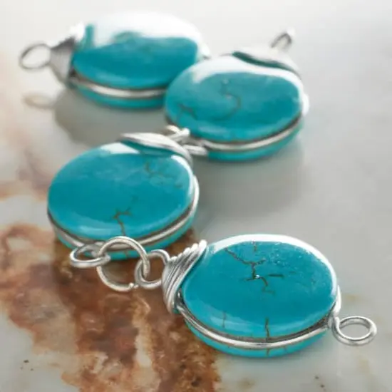 Aqua Dyed Howlite Lentil Beads, 20mm by Bead Landing&trade; {3}