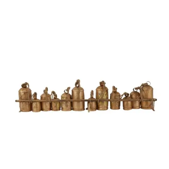 48" Metal Bohemian Decorative Cow Bells Bronze {6}