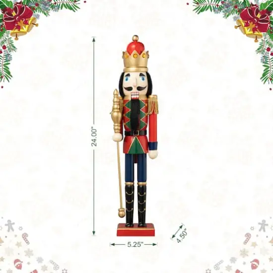 Glitzhome&reg; 24" Wooden Christmas King Nutcracker {9}