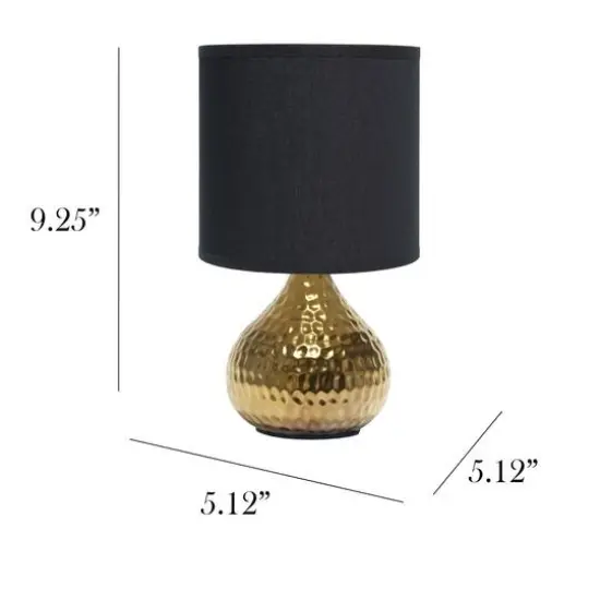 Simple Designs Hammered Gold Table Lamp Black {6}