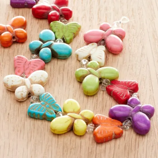 Multicolor Reconstituted Dyed Stone Butterfly Beads, 12mm by Bead Landing™ {3}