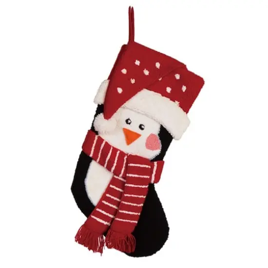 Glitzhome&reg; 18.9" 3D Penguin & Reindeer Hooked Stockings, 2ct. {5}