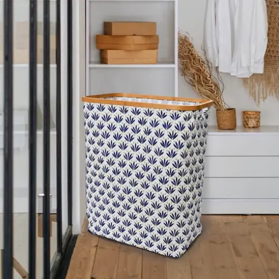 Household Essentials Krush Bamboo Rimmed Hamper (Rectangular, Blue) {3}