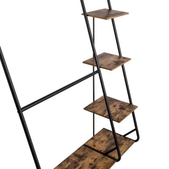 Honey Can Do 68" Freestanding Open Closet Wardrobe with Wood Shelf & Black Metal Frame {10}